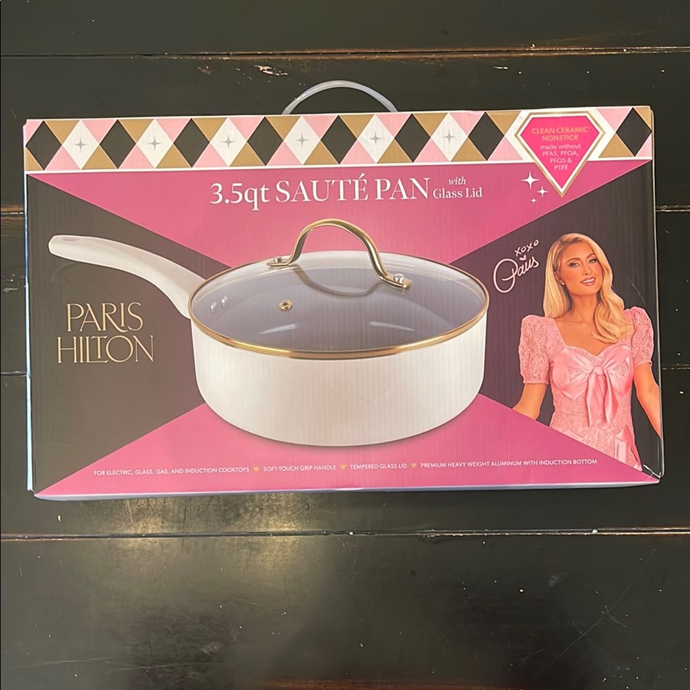 Paris Hilton White Sauté Pan with Glass Lid
